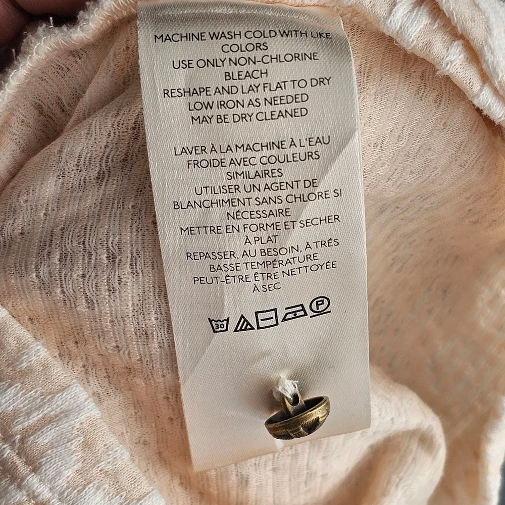 Anthropologie Cream Sleeveless Twist Front Jacquard Cropped Top Sz S - Picture 12 of 14